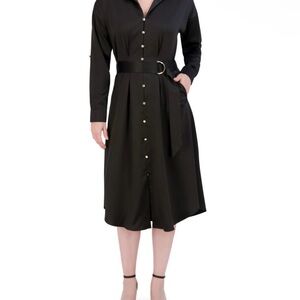 French Connection Black Midi Dress with Tailored Silhouette